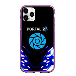 Чехол iPhone 11 Pro матовый Portal 2 неоновая текстура