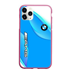 Чехол iPhone 11 Pro матовый BMW abstrac line steel, цвет: 3D-малиновый