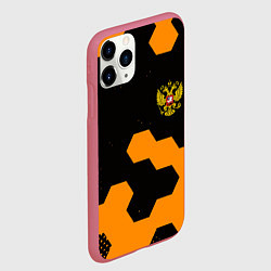 Чехол iPhone 11 Pro матовый Герф РФ соты броня, цвет: 3D-малиновый — фото 2