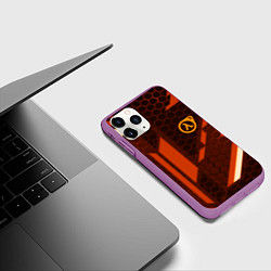 Чехол iPhone 11 Pro матовый Half life geometry steel metal, цвет: 3D-фиолетовый — фото 2