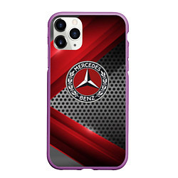 Чехол iPhone 11 Pro матовый Mercedes benz текстура метал, цвет: 3D-фиолетовый