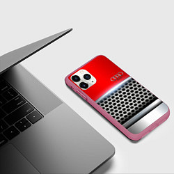 Чехол iPhone 11 Pro матовый AUDI metal collection game, цвет: 3D-малиновый — фото 2