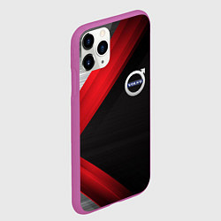 Чехол iPhone 11 Pro матовый Volvo metal stripes, цвет: 3D-фиолетовый — фото 2