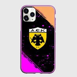 Чехол iPhone 11 Pro матовый AEK fc geometry splash, цвет: 3D-фиолетовый