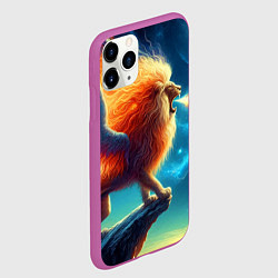 Чехол iPhone 11 Pro матовый Огнедышащий крылатый лев - неоновое свечение, цвет: 3D-фиолетовый — фото 2