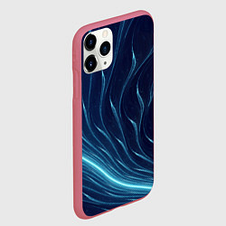 Чехол iPhone 11 Pro матовый Линии абстрактные неоновые, цвет: 3D-малиновый — фото 2