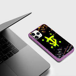 Чехол iPhone 11 Pro матовый Doom кислотное лого глитч, цвет: 3D-фиолетовый — фото 2
