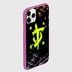 Чехол iPhone 11 Pro матовый Doom кислотное лого глитч, цвет: 3D-фиолетовый — фото 2