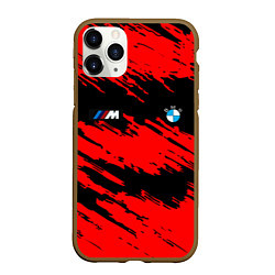 Чехол iPhone 11 Pro матовый BMW красные краски текстура