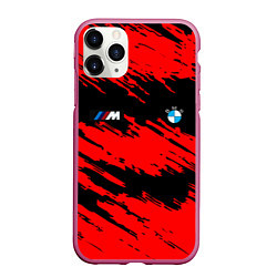 Чехол iPhone 11 Pro матовый BMW красные краски текстура