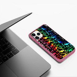 Чехол iPhone 11 Pro матовый Marshmello neon color, цвет: 3D-малиновый — фото 2