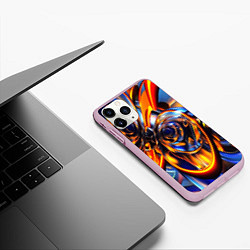 Чехол iPhone 11 Pro матовый Жидкие краски фрактал, цвет: 3D-розовый — фото 2