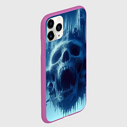 Чехол iPhone 11 Pro матовый Фантастический череп и сказочный город под луной, цвет: 3D-фиолетовый — фото 2
