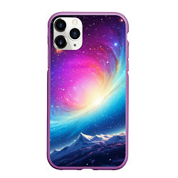 Чехол iPhone 11 Pro матовый Бескрайний космос, цвет: 3D-фиолетовый