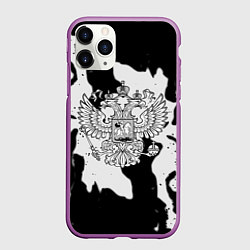 Чехол iPhone 11 Pro матовый Серый огонь герб, цвет: 3D-фиолетовый