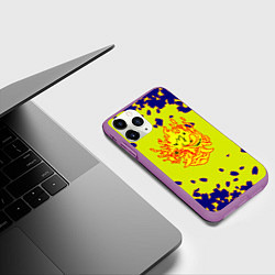 Чехол iPhone 11 Pro матовый Cyberpunk 2077 листья сакуры, цвет: 3D-фиолетовый — фото 2