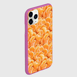 Чехол iPhone 11 Pro матовый Паттерн дольки мандарин, цвет: 3D-фиолетовый — фото 2