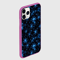 Чехол iPhone 11 Pro матовый Паттерн с синими снежинками, цвет: 3D-фиолетовый — фото 2