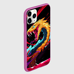Чехол iPhone 11 Pro матовый Злая желтая змея, цвет: 3D-фиолетовый — фото 2