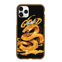 Чехол iPhone 11 Pro матовый Gold snake