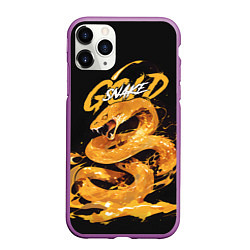 Чехол iPhone 11 Pro матовый Gold snake