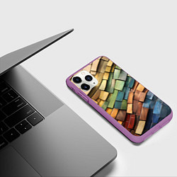Чехол iPhone 11 Pro матовый Волнистая мозаика, цвет: 3D-фиолетовый — фото 2