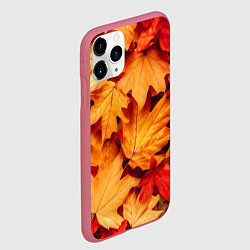 Чехол iPhone 11 Pro матовый Осенние кленовые листья, цвет: 3D-малиновый — фото 2