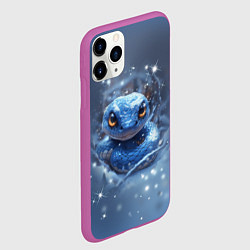 Чехол iPhone 11 Pro матовый Змея с большими глазами, цвет: 3D-фиолетовый — фото 2