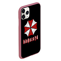 Чехол iPhone 11 Pro матовый Biohazard logo, цвет: 3D-малиновый — фото 2