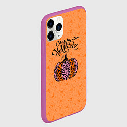 Чехол iPhone 11 Pro матовый Halloween - тыква леопардовая, цвет: 3D-фиолетовый — фото 2