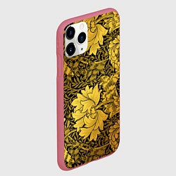 Чехол iPhone 11 Pro матовый Золотые подсолнухи, цвет: 3D-малиновый — фото 2