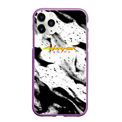 Чехол iPhone 11 Pro матовый Cyberpunk 2077 fire black