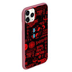 Чехол iPhone 11 Pro матовый Twenty one pilots pattern rock steel, цвет: 3D-малиновый — фото 2