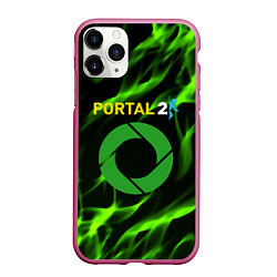 Чехол iPhone 11 Pro матовый Portal green flame, цвет: 3D-малиновый