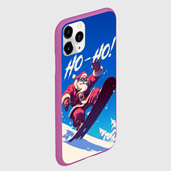 Чехол iPhone 11 Pro матовый Дед Мороз на сноуборде, цвет: 3D-фиолетовый — фото 2