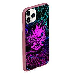 Чехол iPhone 11 Pro матовый Cyberpunk 2077 dragon neon, цвет: 3D-малиновый — фото 2