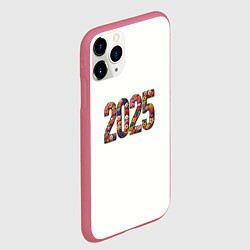 Чехол iPhone 11 Pro матовый Цифры 2025 из разноцветных цветов, цвет: 3D-малиновый — фото 2