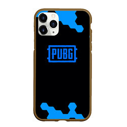 Чехол iPhone 11 Pro матовый PUBG синие соты абстракция