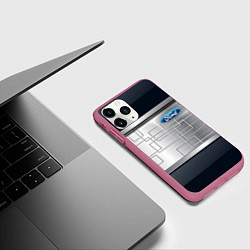 Чехол iPhone 11 Pro матовый FORD текстура из метала, цвет: 3D-малиновый — фото 2
