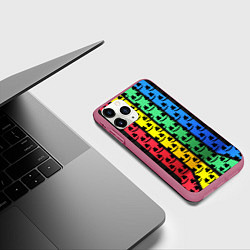 Чехол iPhone 11 Pro матовый Marshmello neon music dj, цвет: 3D-малиновый — фото 2