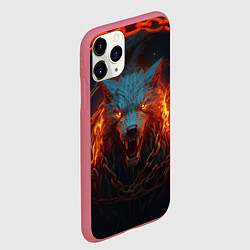 Чехол iPhone 11 Pro матовый Волк в цепях, цвет: 3D-малиновый — фото 2