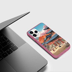 Чехол iPhone 11 Pro матовый Чосон иллюстрация, цвет: 3D-малиновый — фото 2