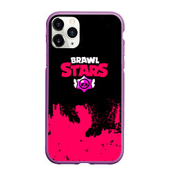 Чехол iPhone 11 Pro матовый Brawl stars розовые краски