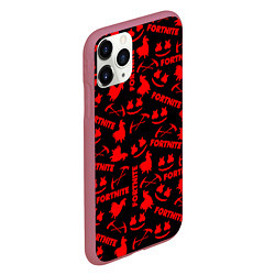 Чехол iPhone 11 Pro матовый Fortnite pattern game red, цвет: 3D-малиновый — фото 2