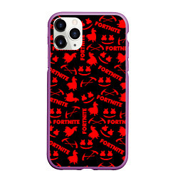 Чехол iPhone 11 Pro матовый Fortnite pattern game red