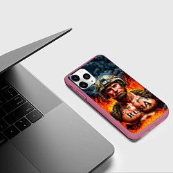 Чехол iPhone 11 Pro матовый Воин России, цвет: 3D-малиновый — фото 2