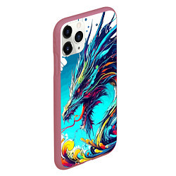 Чехол iPhone 11 Pro матовый Japanese dragon - tattoo irezumi, цвет: 3D-малиновый — фото 2