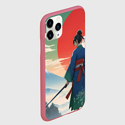 Чехол iPhone 11 Pro матовый Самурай на ярком красивом фоне, цвет: 3D-малиновый — фото 2