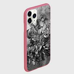 Чехол iPhone 11 Pro матовый Абстракция оптический узор, цвет: 3D-малиновый — фото 2