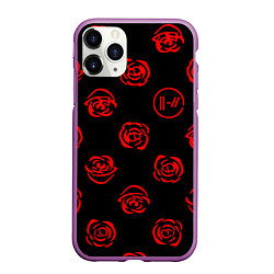 Чехол iPhone 11 Pro матовый Twenty one pilots rose pattern, цвет: 3D-фиолетовый